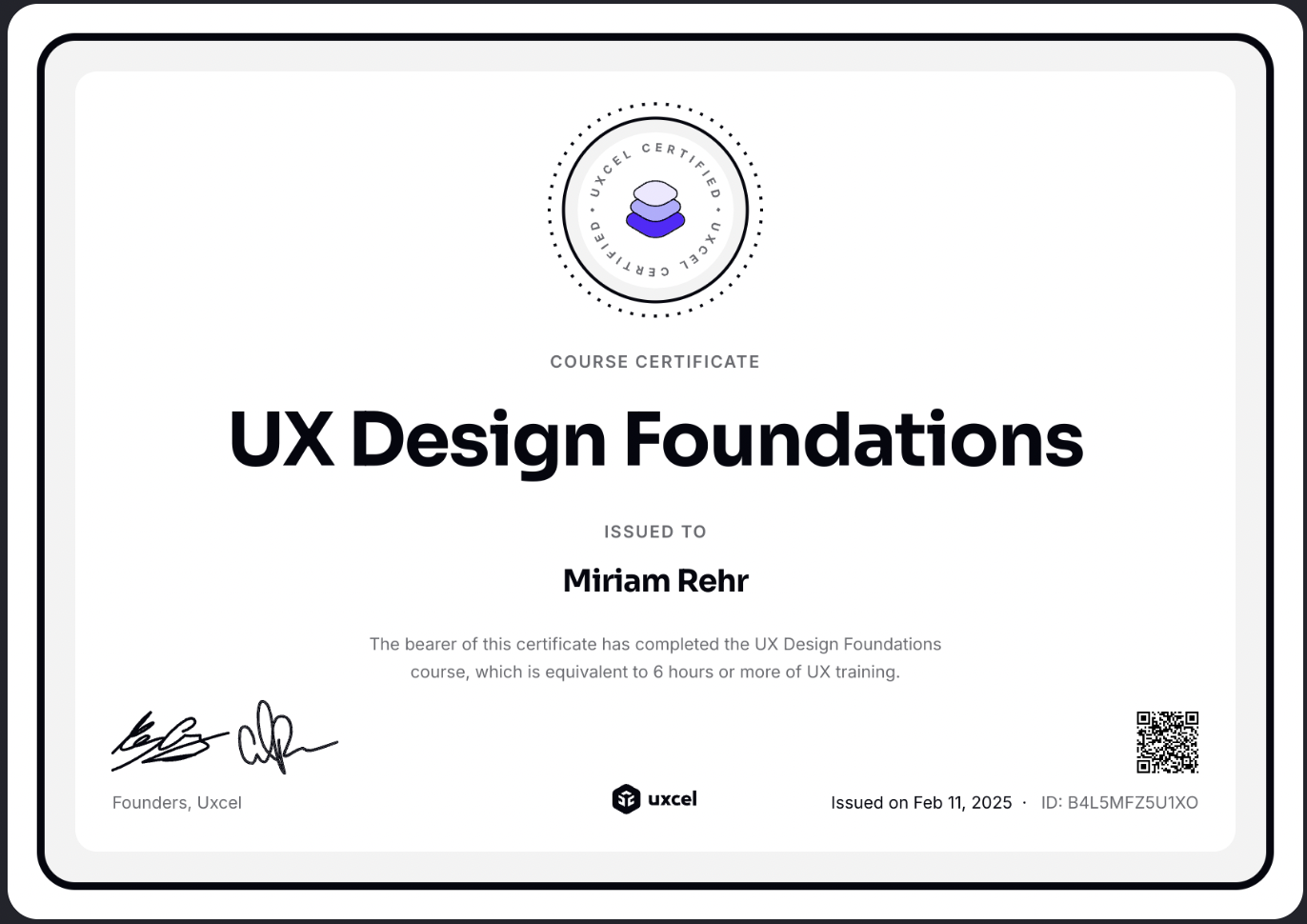UX Design Foundations Certificate